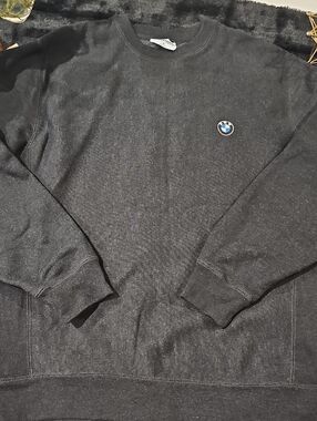 BMW Men's Dark Gray Crewneck Sweatshirt with Chest Emblem